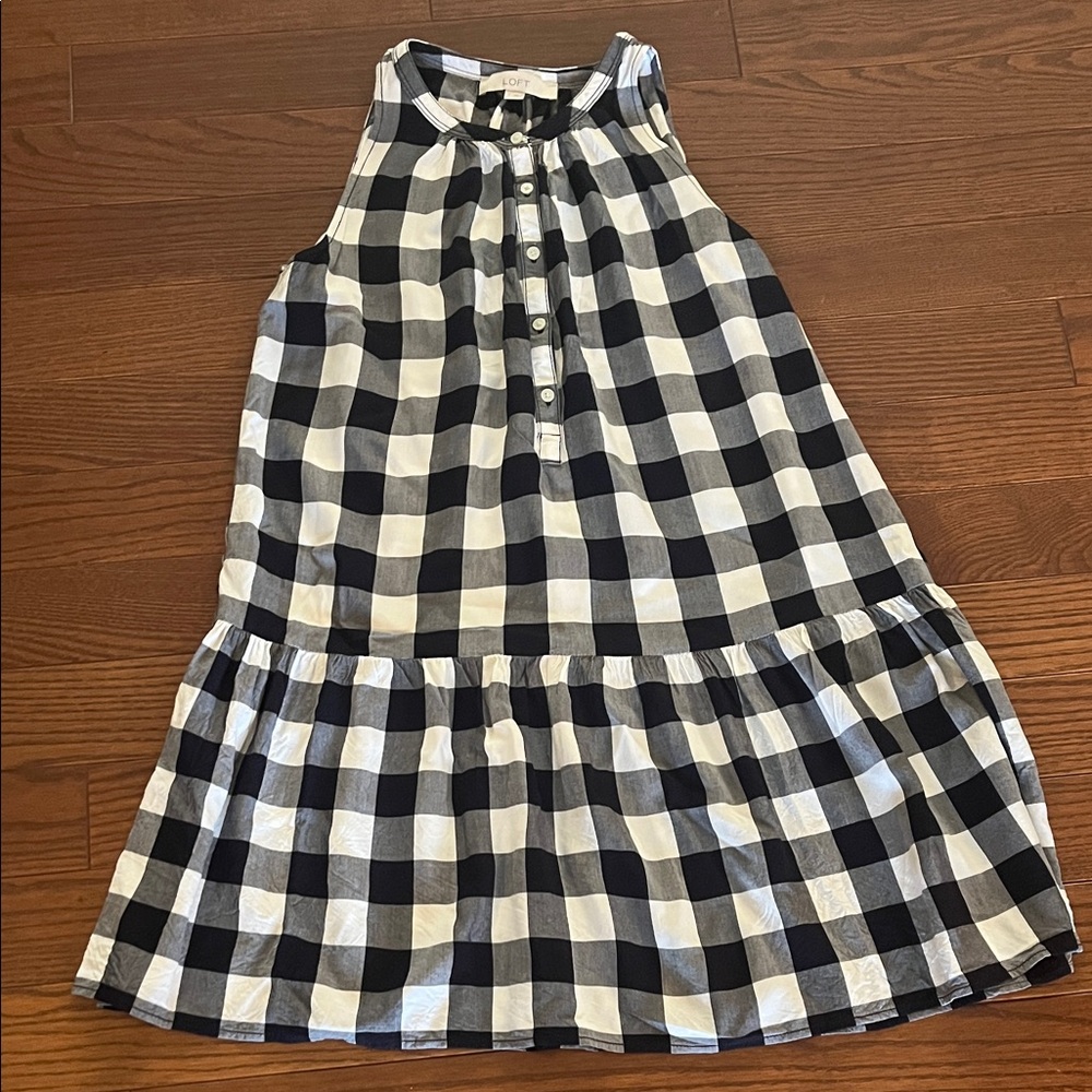 LOFT Monochrome Checkered Dress
